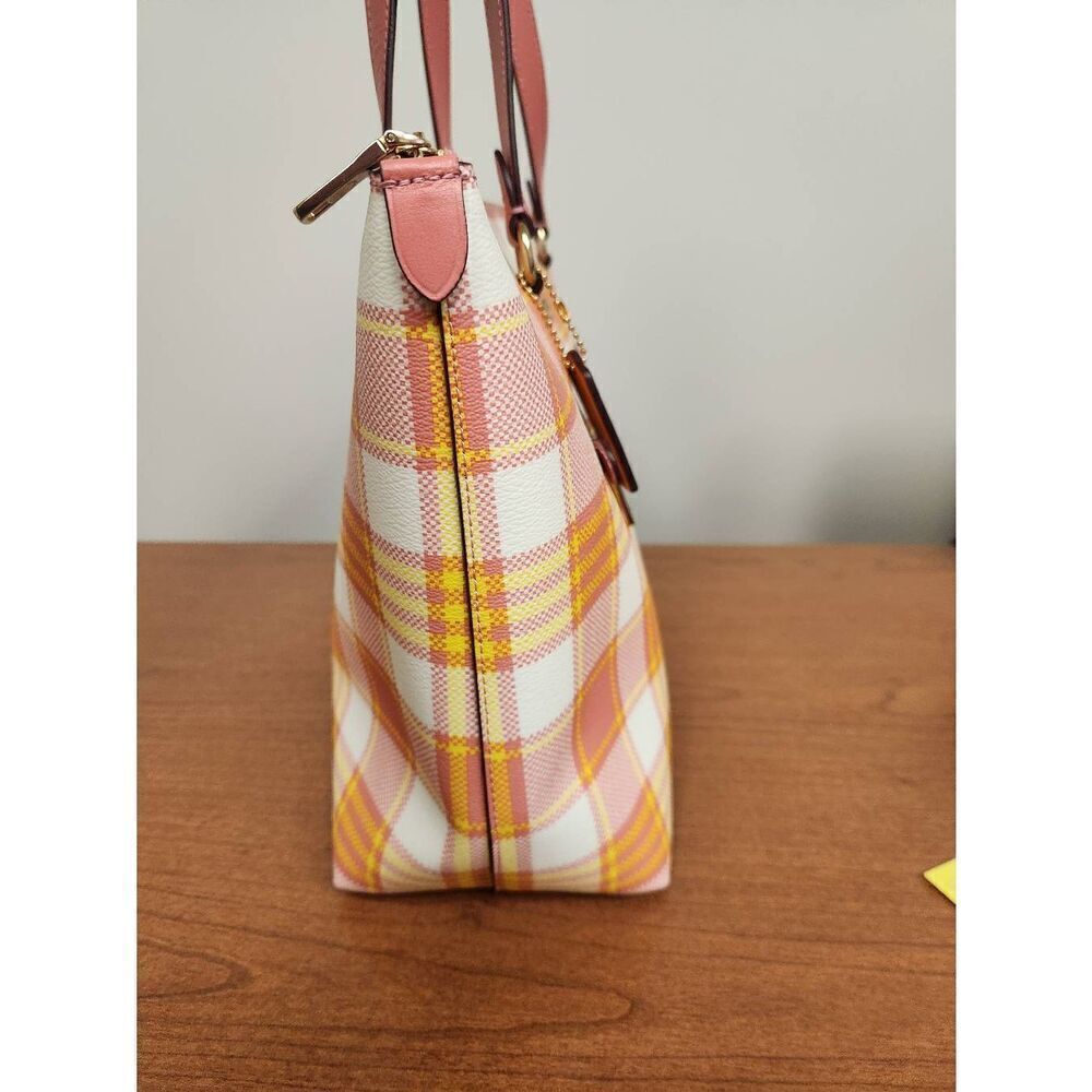 NWOT Coach Gallery Tote Bag With Garden Plaid Print (PF) - Picture 9 of 14